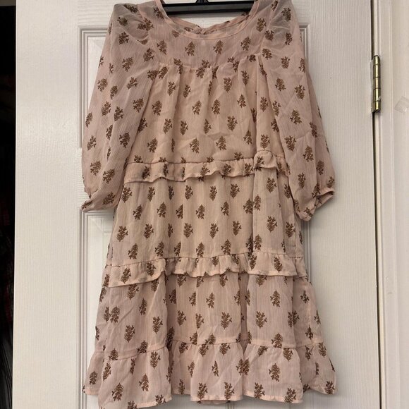 Wonder Nation Other - Wonder Nation Soft Pink Floral Dress Girls XS 4-5 Easter Tiered Lined VGUC